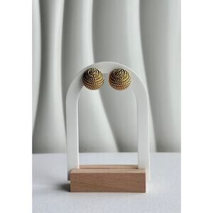 Dior Plated Gold Rope Dome Clip Earrings